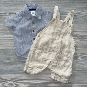 Baby Boy Two-Piece Outfit Carter’s & H&M Overalls 6 Months